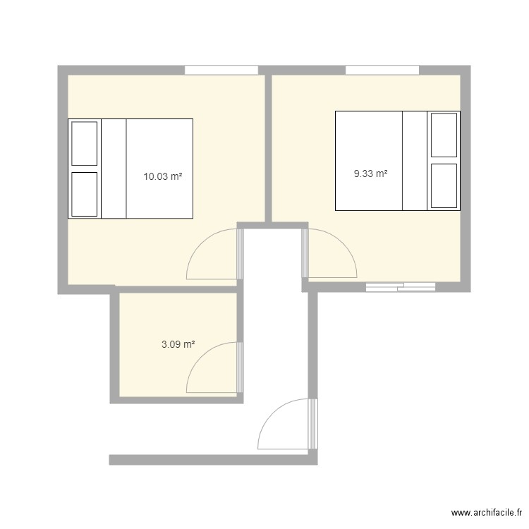 Cabourg3. Plan de 3 pièces et 22 m2