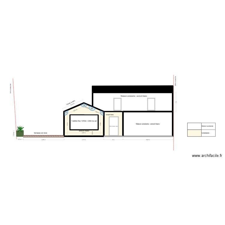 Coupe EST - 14 Bouleard Clémenceau. Plan de 7 pièces et 54 m2