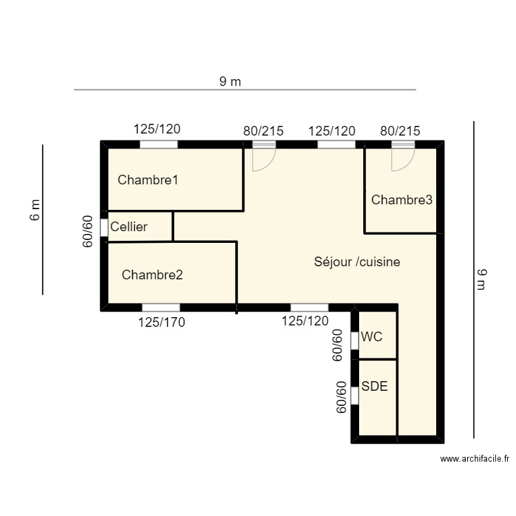 plan mauguin. Plan de 6 pièces et 73 m2