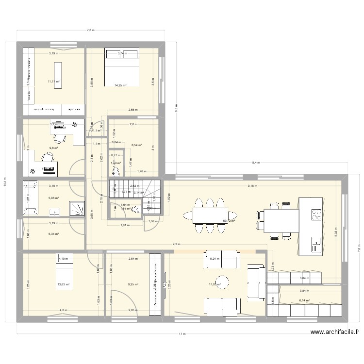chaponnay8. Plan de 14 pièces et 156 m2