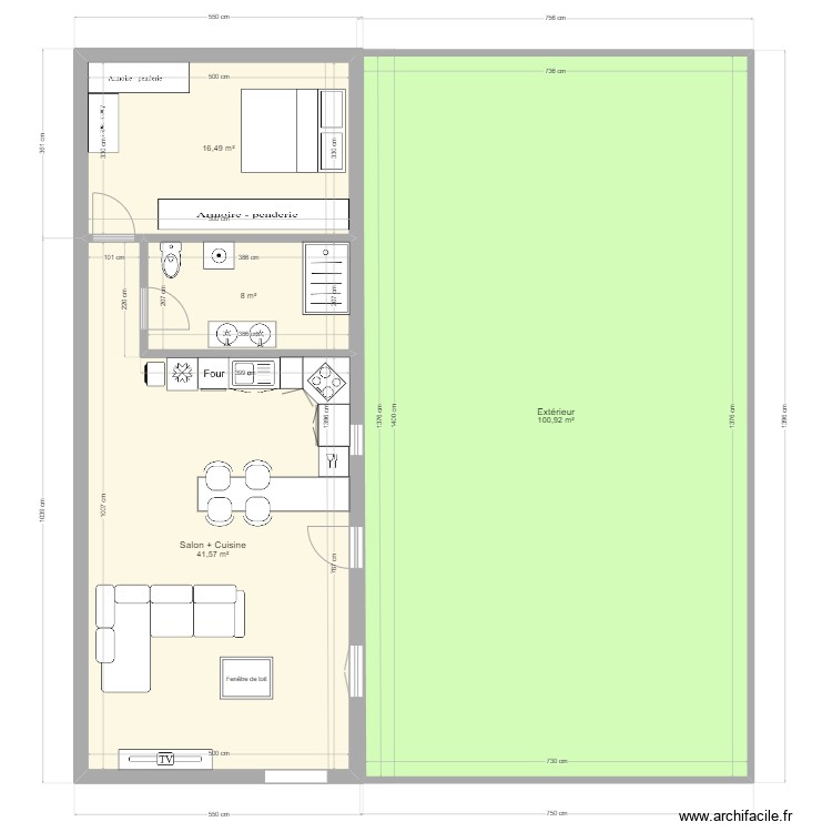 Projet Grange 1 chambre. Plan de 0 pièce et 0 m2
