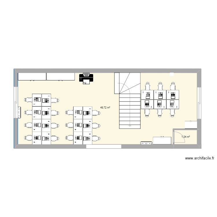 mezzanine 1. Plan de 2 pièces et 51 m2