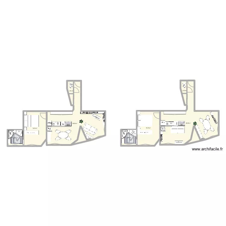 Appart 1. Plan de 8 pièces et 105 m²