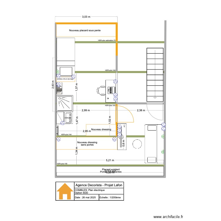 Plan2D_LAFON_COMBLES_ELEC_Test2. Plan de 2 pièces et 5 m2