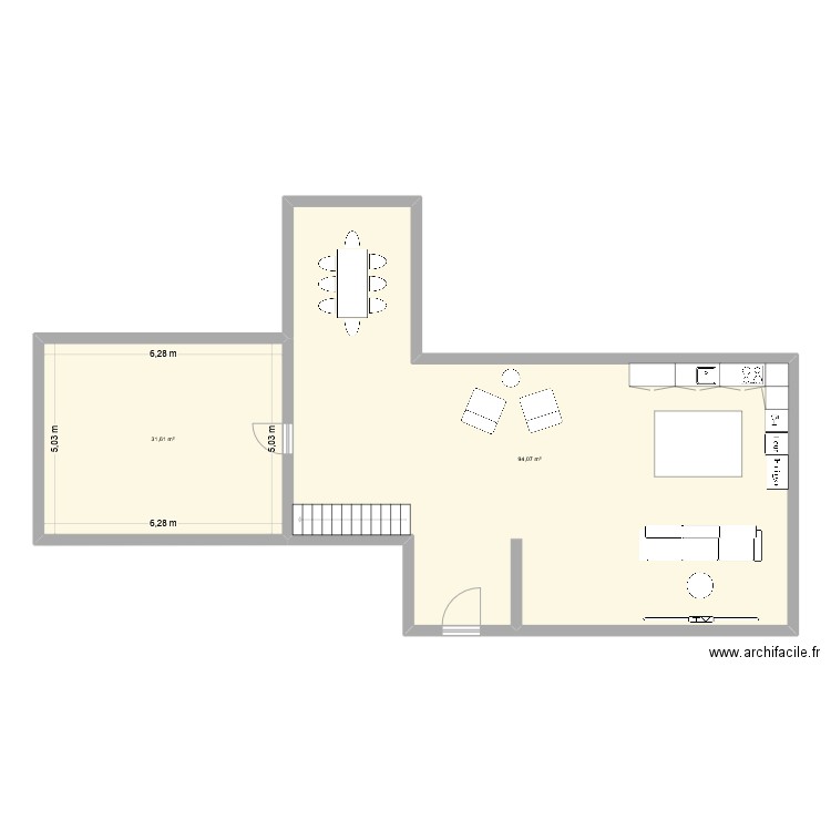 maison. Plan de 2 pièces et 126 m2