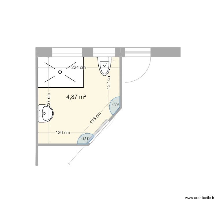 TACHENY. Plan de 3 pièces et 9 m2