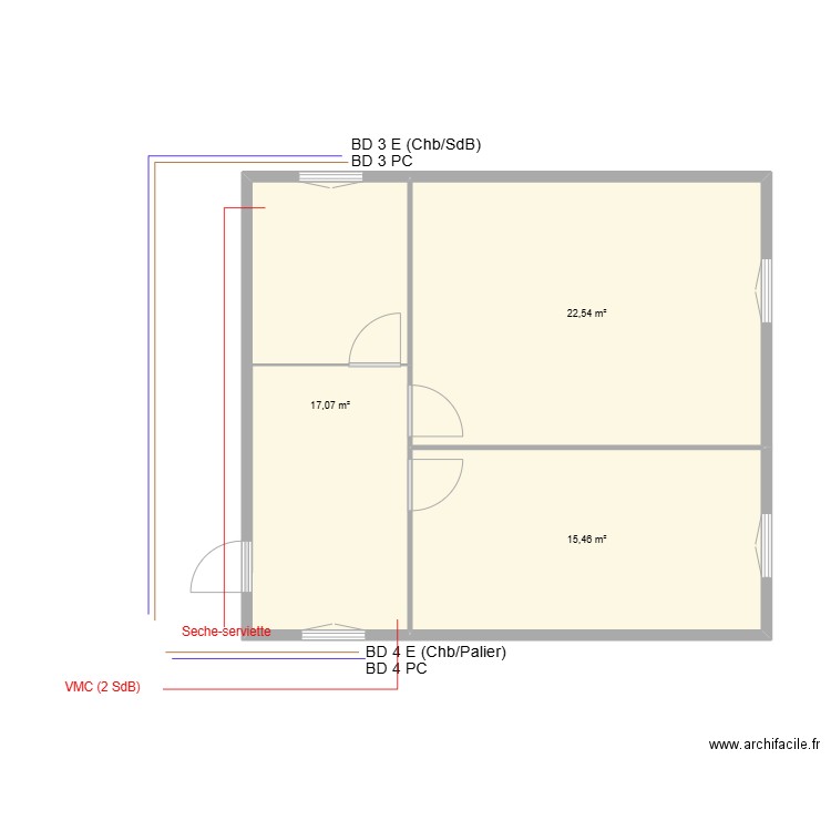 La Ferrandiere (chb d'hôtes)(Lignes). Plan de 10 pièces et 122 m2