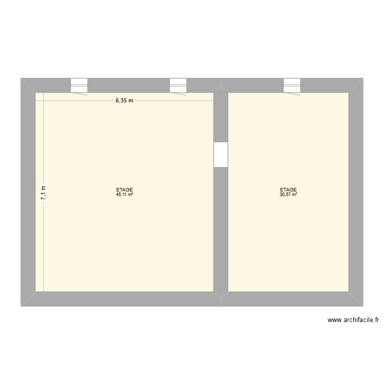 studio. Plan de 2 pièces et 76 m2