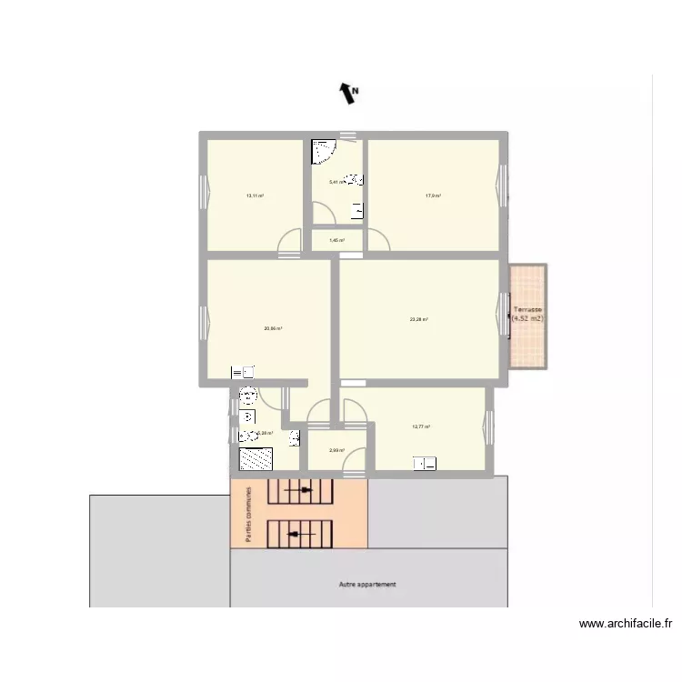 App imm u renosu. Plan de 9 pièces et 102 m²