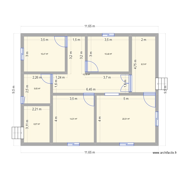 plan2. Plan de 8 pièces et 92 m2