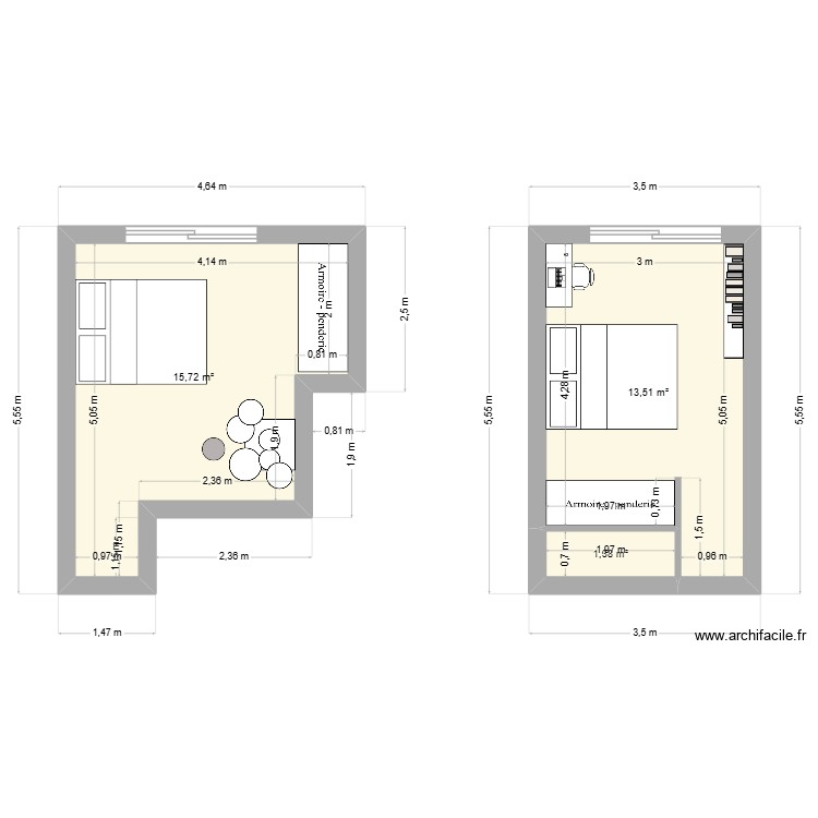 chambres. Plan de 0 pièce et 0 m2