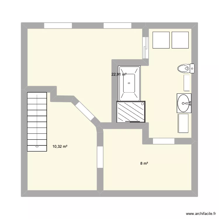 Sous-Sol original SS. Plan de 3  et 41 m²