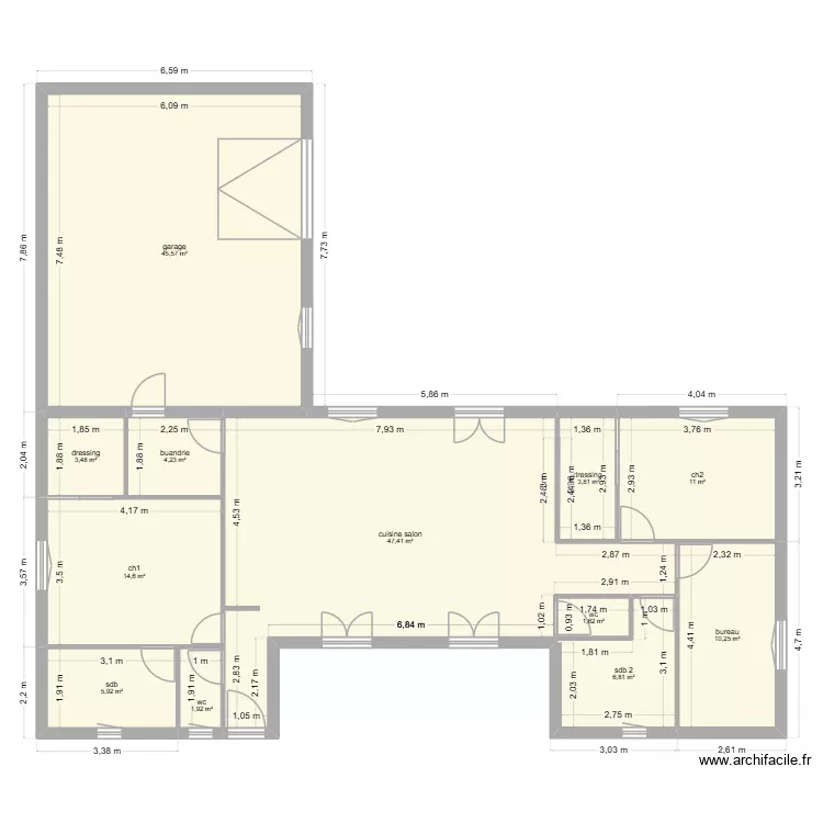 plan maison mel et raf. Plan de 12 Pièces et 157 m²