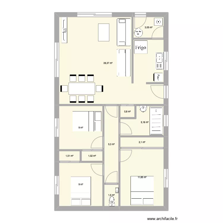 Moi. Plan de 12  et 89 m²