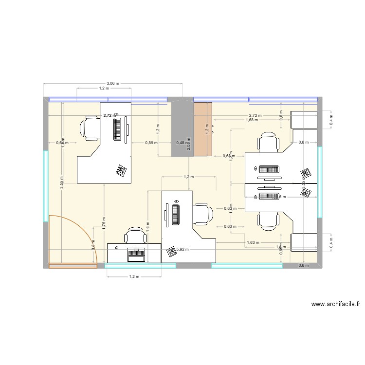 BUREAU ACTUEL RH. Plan de 1 pièce et 20 m2