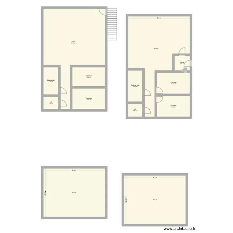 B&acirc;timent lannemezan. Plan de 13 pièces et 296 m²
