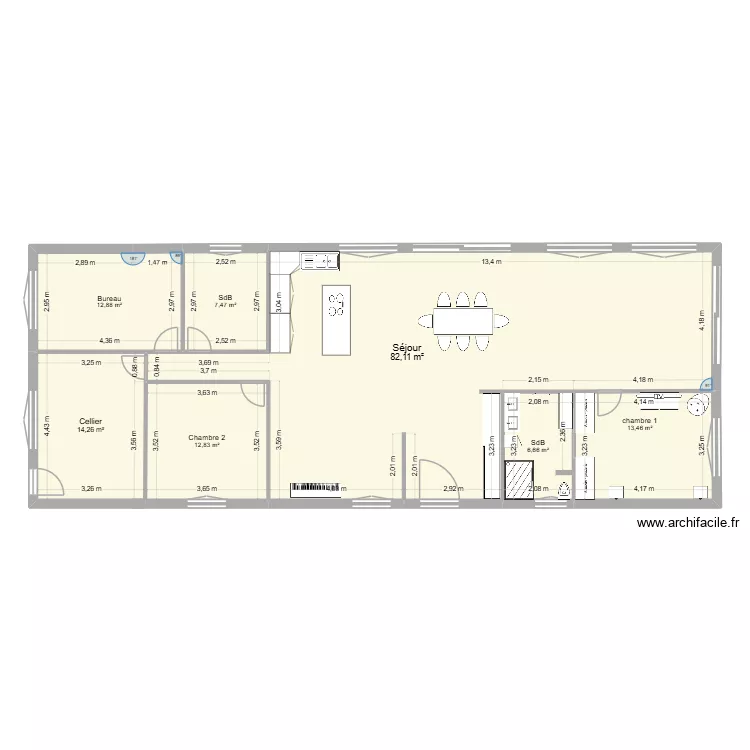 maison 3. Plan de 7  et 150 m²