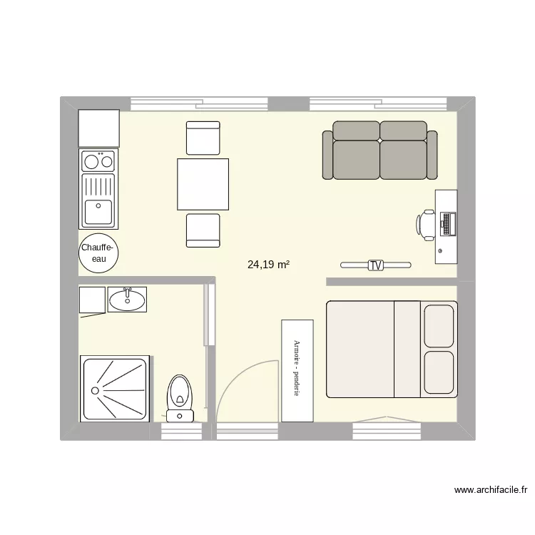 studio. Plan de 1 et 24 m² studio. Plan de 1 et 24 m²