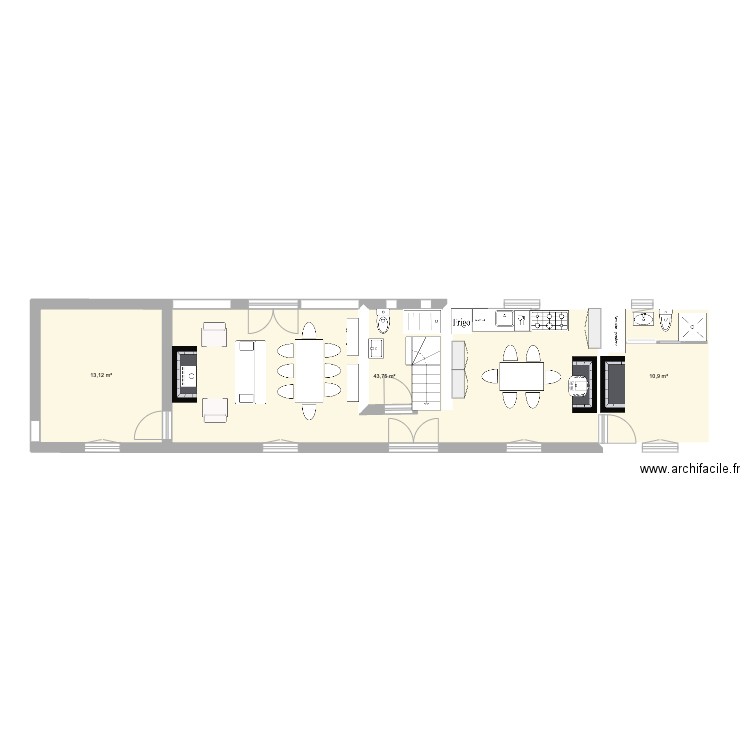 Bernay. Plan de 3 pièces et 68 m2