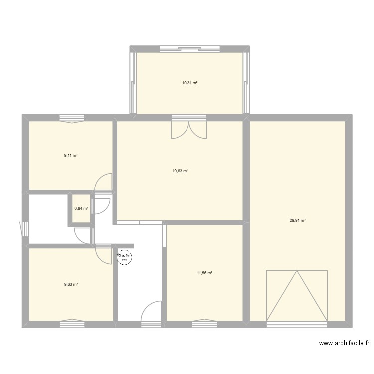 Cotes exactes. Plan de 7 pièces et 91 m2