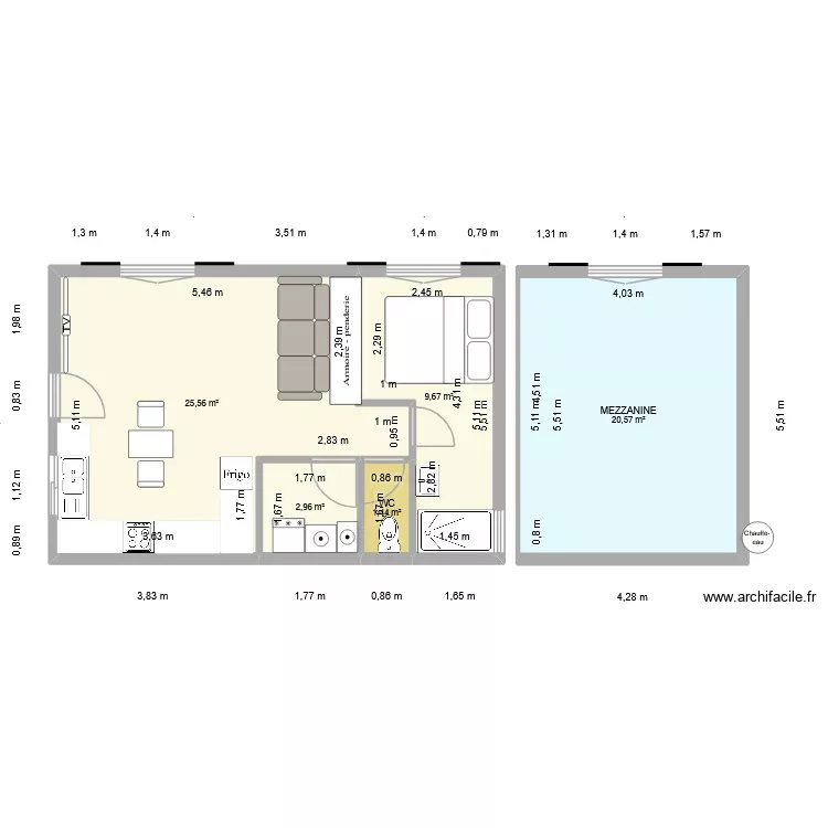 CHALET 13102026. Plan de 5 Pièces et 60 m²