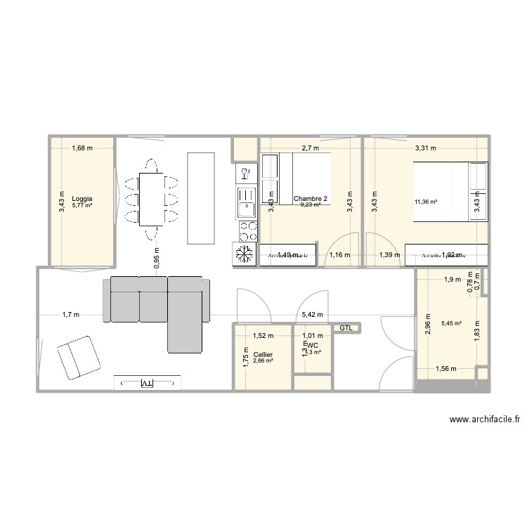 A332BRS. Plan de 10 pièces et 37 m2