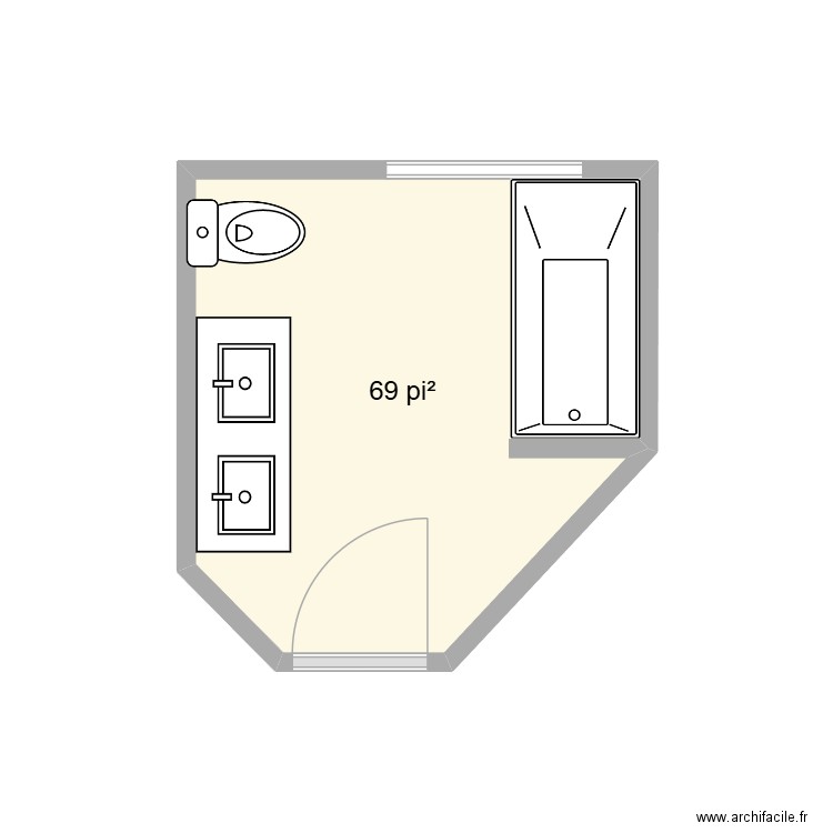 Salle de bain haut 1. Plan de 1 pièce et 6 m2
