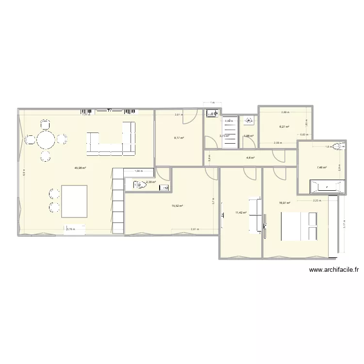 Version wc 1. Plan de 11 pièces et 124 m²