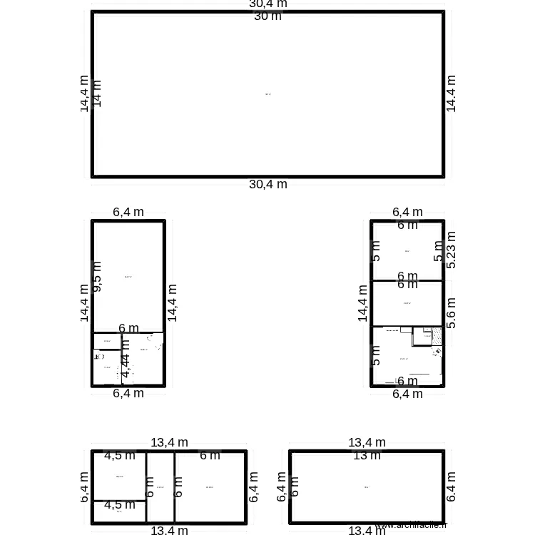 Bungalow 1. Plan de 14  et 741 m²