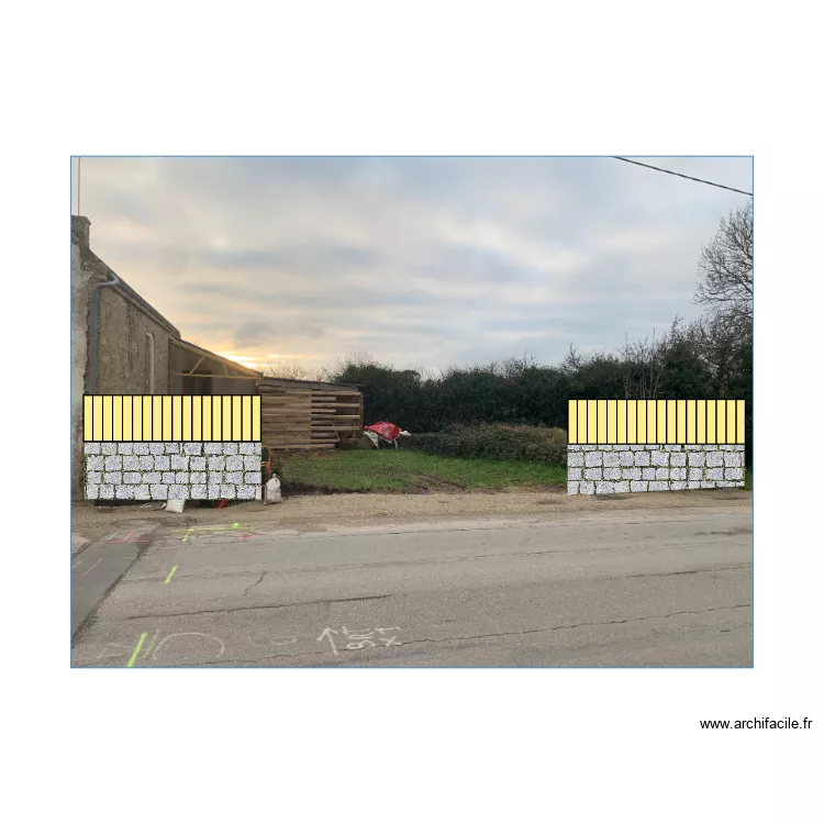 mur arri&egrave;re. Plan de 