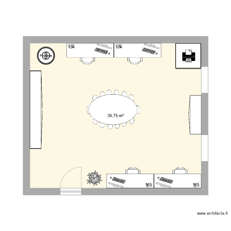 Roissy Plan 1. Plan de 1 pièce et 36 m2