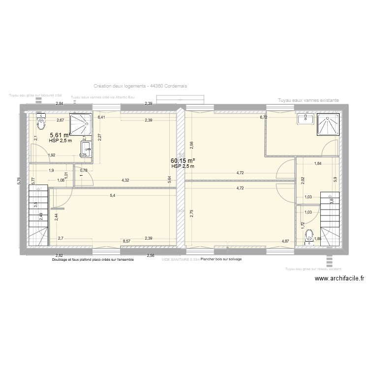 essai 4 plan plomberie. Plan de 8 pièces et 237 m2