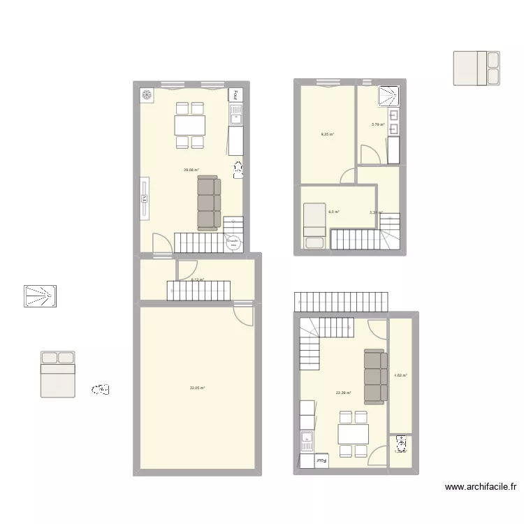 Donzère 2ème et 3ème étage. Plan de 10 Pièces et 124 m² Donzère 2ème et 3ème étage. Plan de 10 Pièces et 124 m²