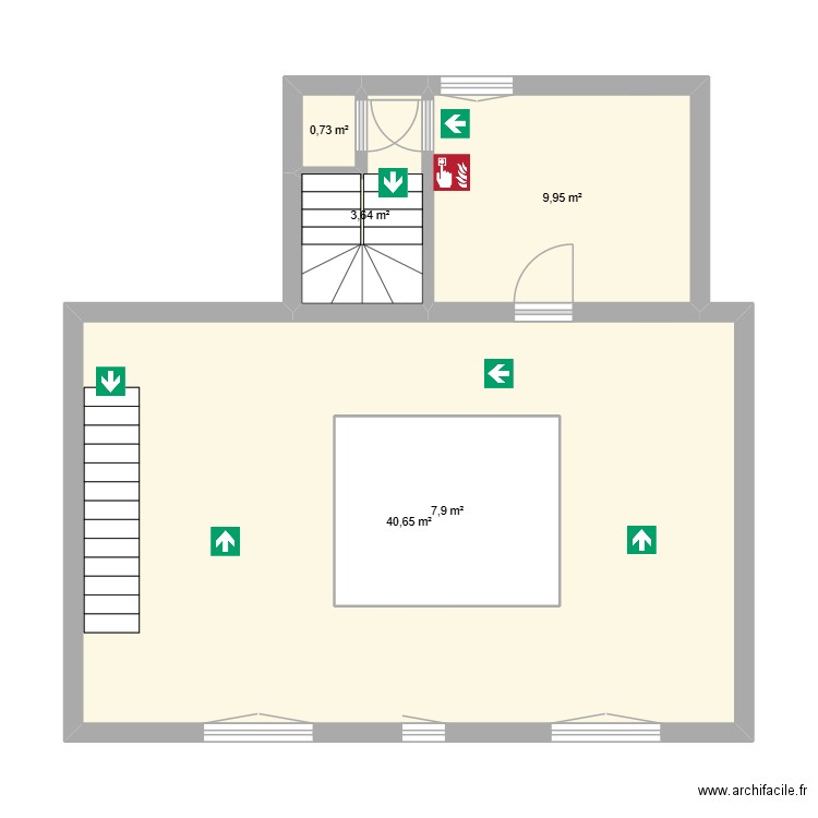 SH 1ER. Plan de 5 pièces et 71 m2