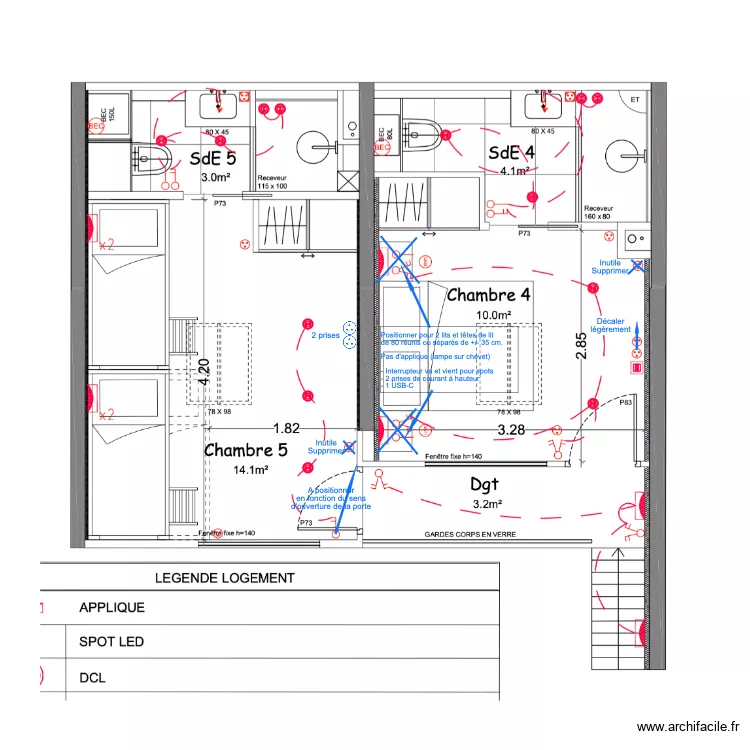 Electricit&eacute; mezzanines. Plan de 