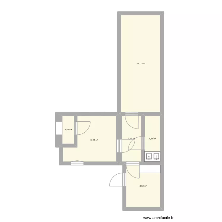 From F&eacute;ri. Plan de 6 Pièces et 53 m²