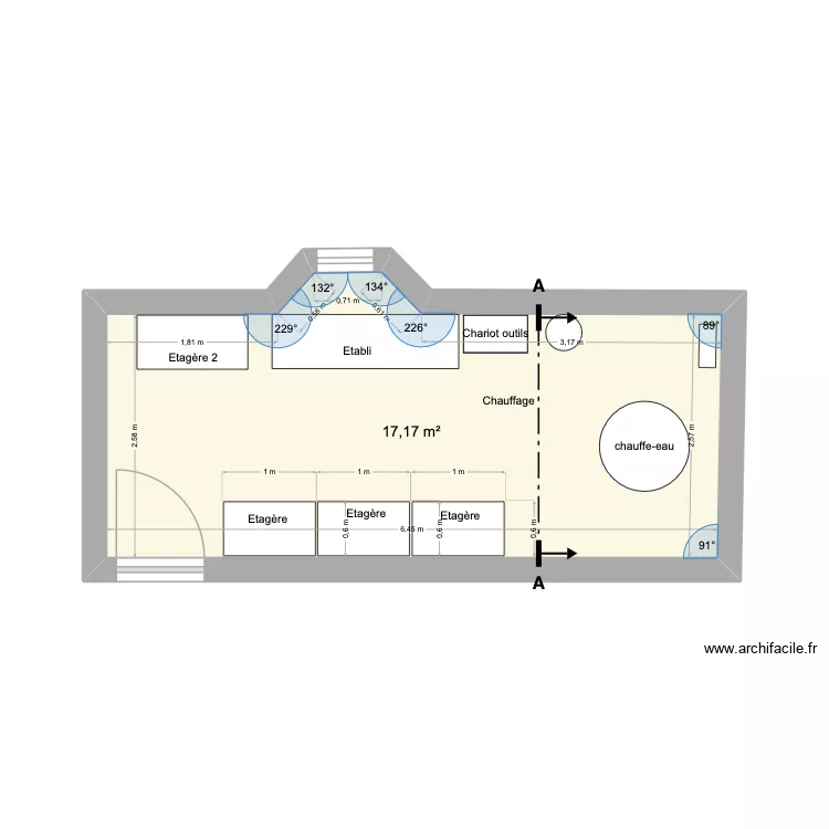 Atelier. Plan de 1 et 17 m² Atelier. Plan de 1 et 17 m²