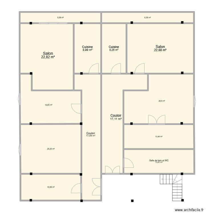 Sakna 2. Plan de 14 pièces et 198 m2