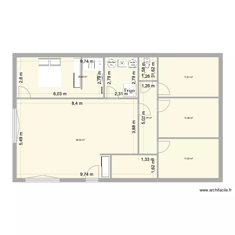Maison Plain Pied Isabella Primea. Plan de 6 pièces et 115 m²