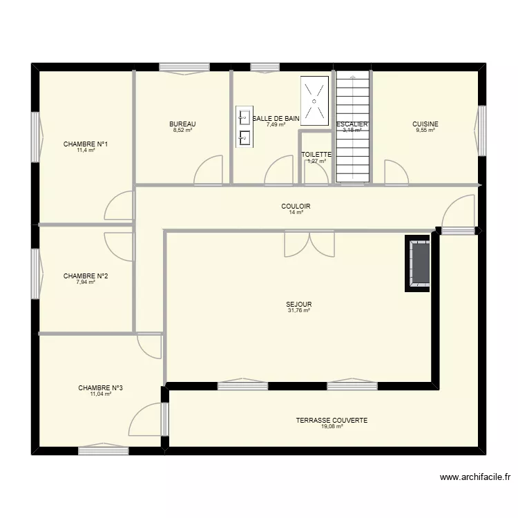 CORNE &eacute;tage &eacute;tat des lieux. Plan de 11  et 125 m²