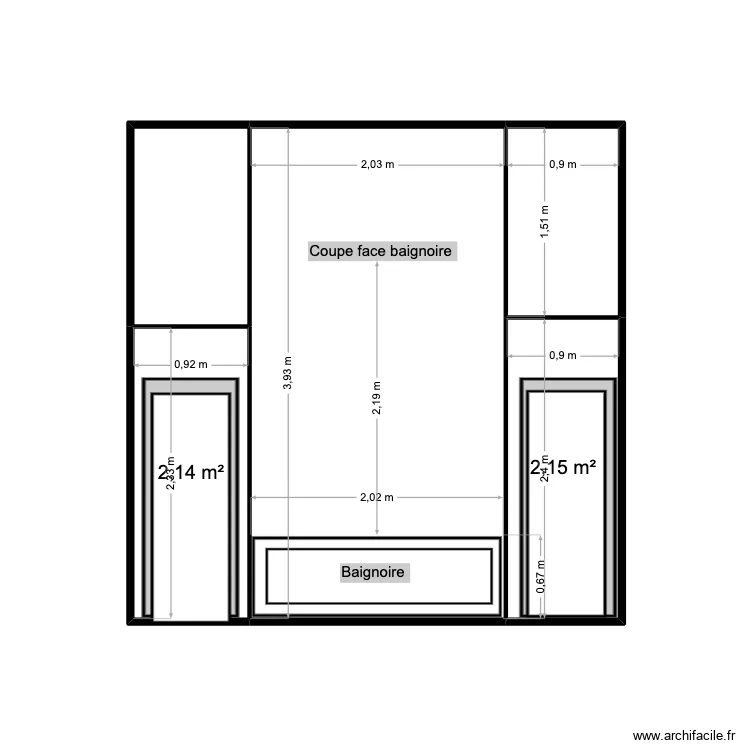 sdb seigneur. Plan de 5  et 15 m²