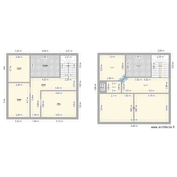 New_plan_cours_au_milieu. Plan de 13 pièces et 161 m2