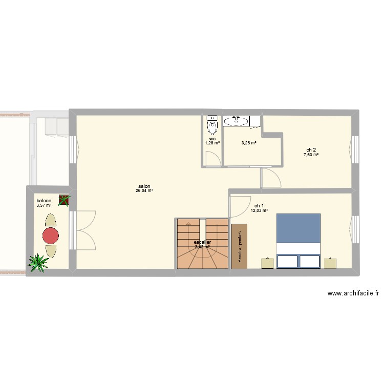 sourt ortiz. Plan de 20 pièces et 212 m2