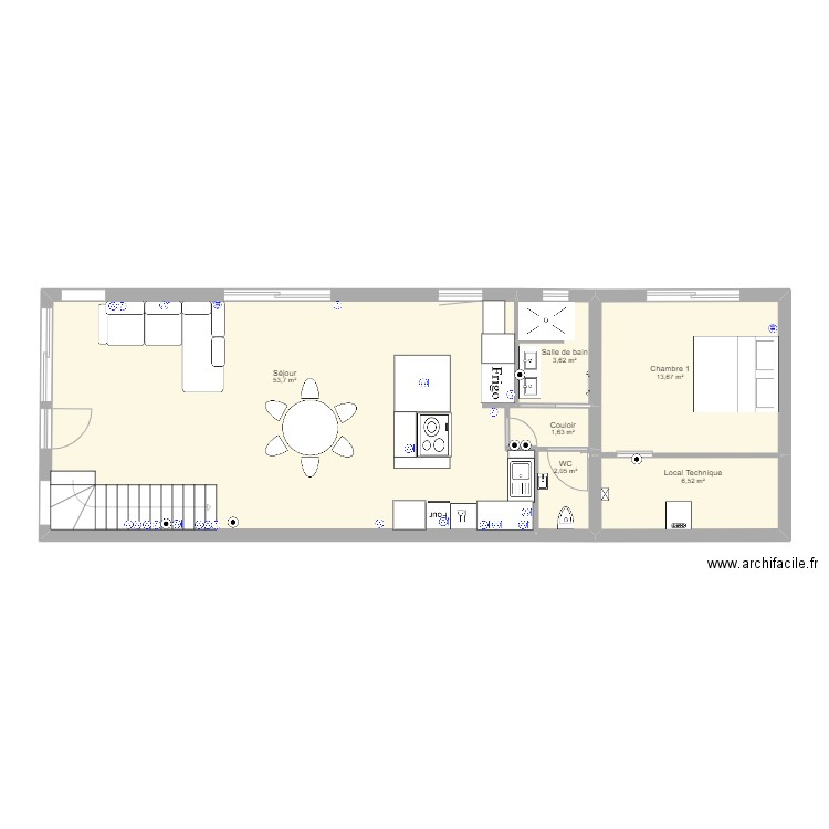 Villa 3 PC RDC. Plan de 0 pièce et 0 m2