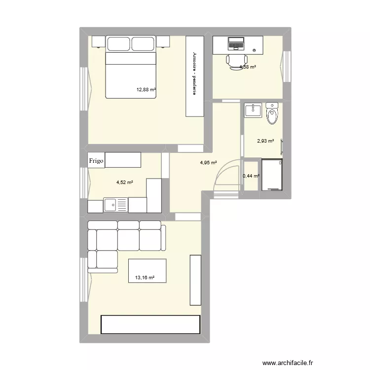 Appart. Plan de 7  et 43 m²