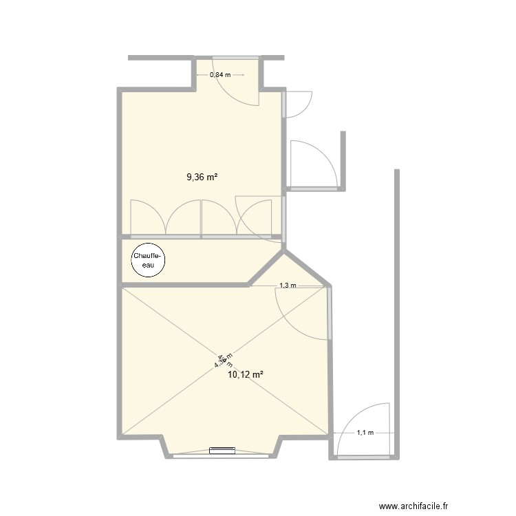 Chez Nathalie. Plan de 2 pièces et 19 m2