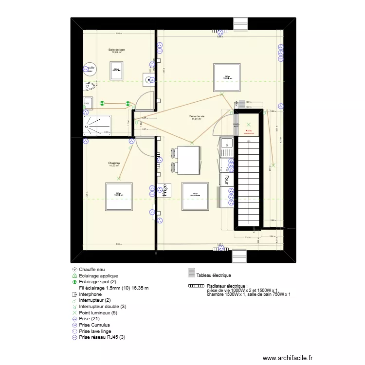 Plan combles grange électricien. Plan de 4 et 76 m² Plan combles grange électricien. Plan de 4 et 76 m²