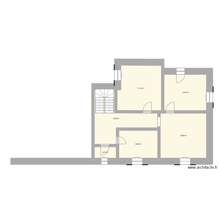 1ER SERREM. Plan de 6 pièces et 77 m2