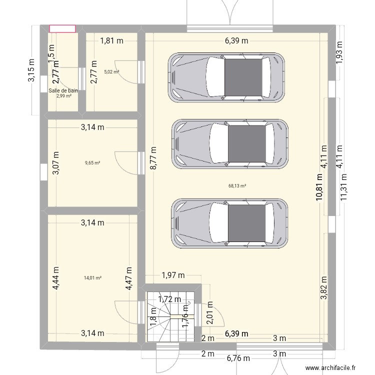 Garage 2. Plan de 5 pièces et 100 m2