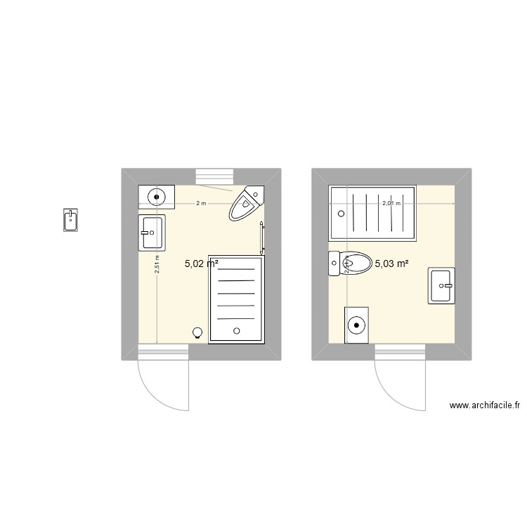 salle d'eau veves1. Plan de 2 pièces et 10 m2